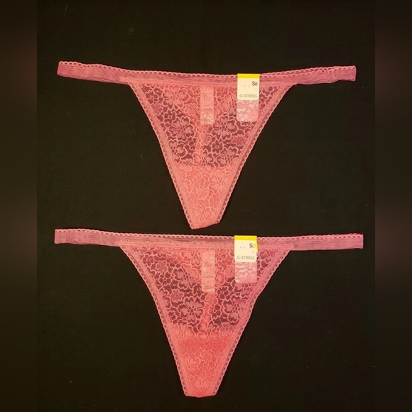 TWO (2) TWO New So Brand Carmine Rose Size Small G-String Thong Lace - Picture 2 of 9